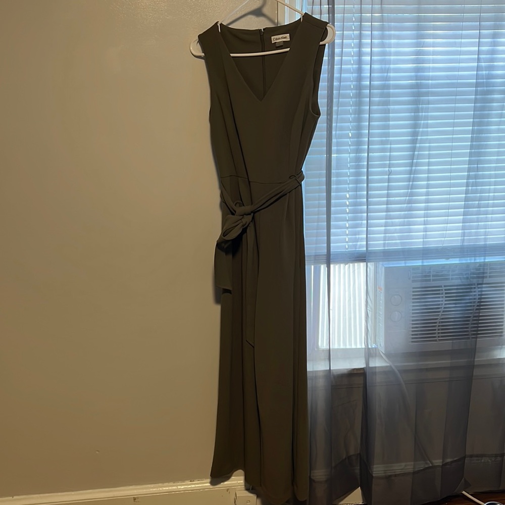 Olive Green Size 6 Calvin Klein One Piece Sleeveless Suit